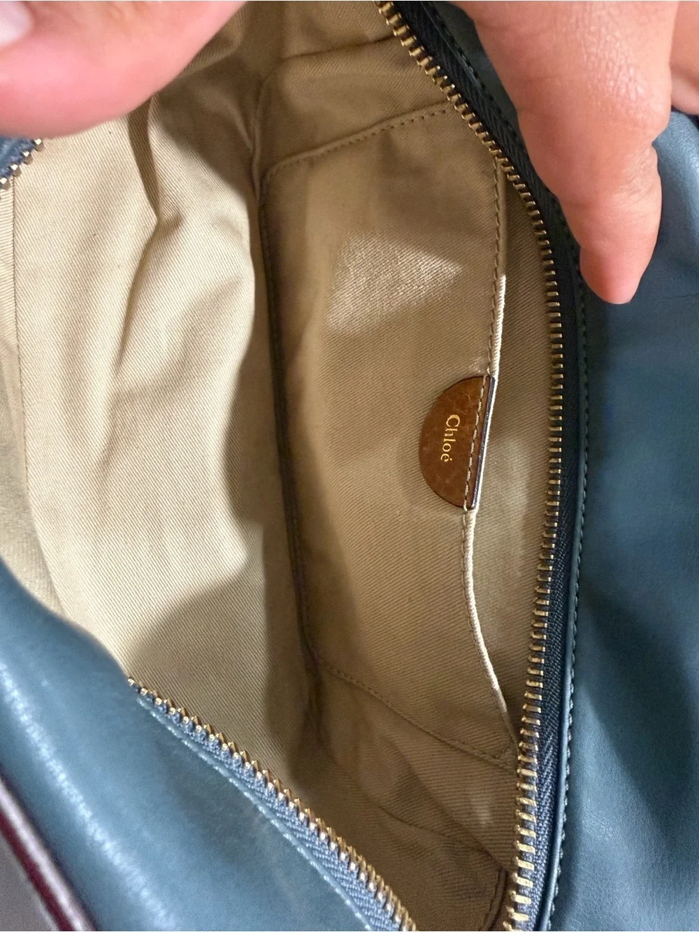 Chloé Blue Leather Zip Camera Crossbody Bag